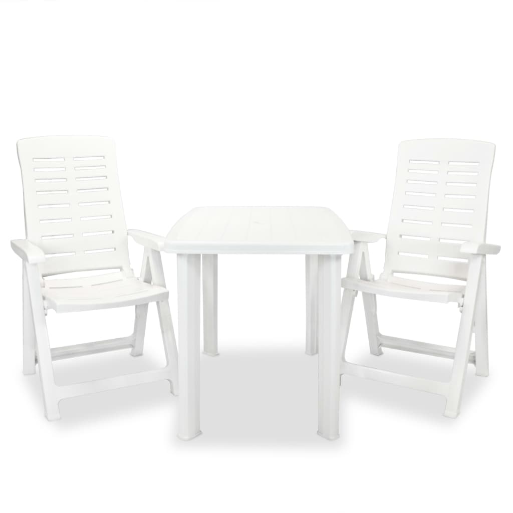 3 Piece Bistro Set Plastic White - Merkel Designers
