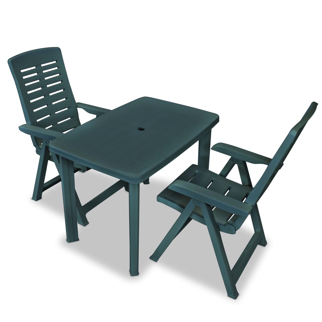 3 Piece Bistro Set Plastic Green - Merlin Deals