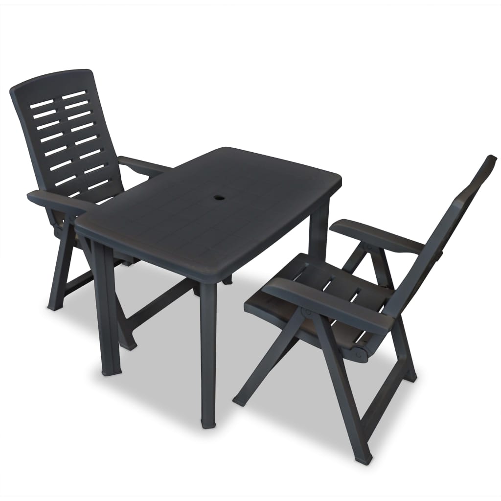3 Piece Bistro Set Plastic Anthracite - Millennium Furniture
