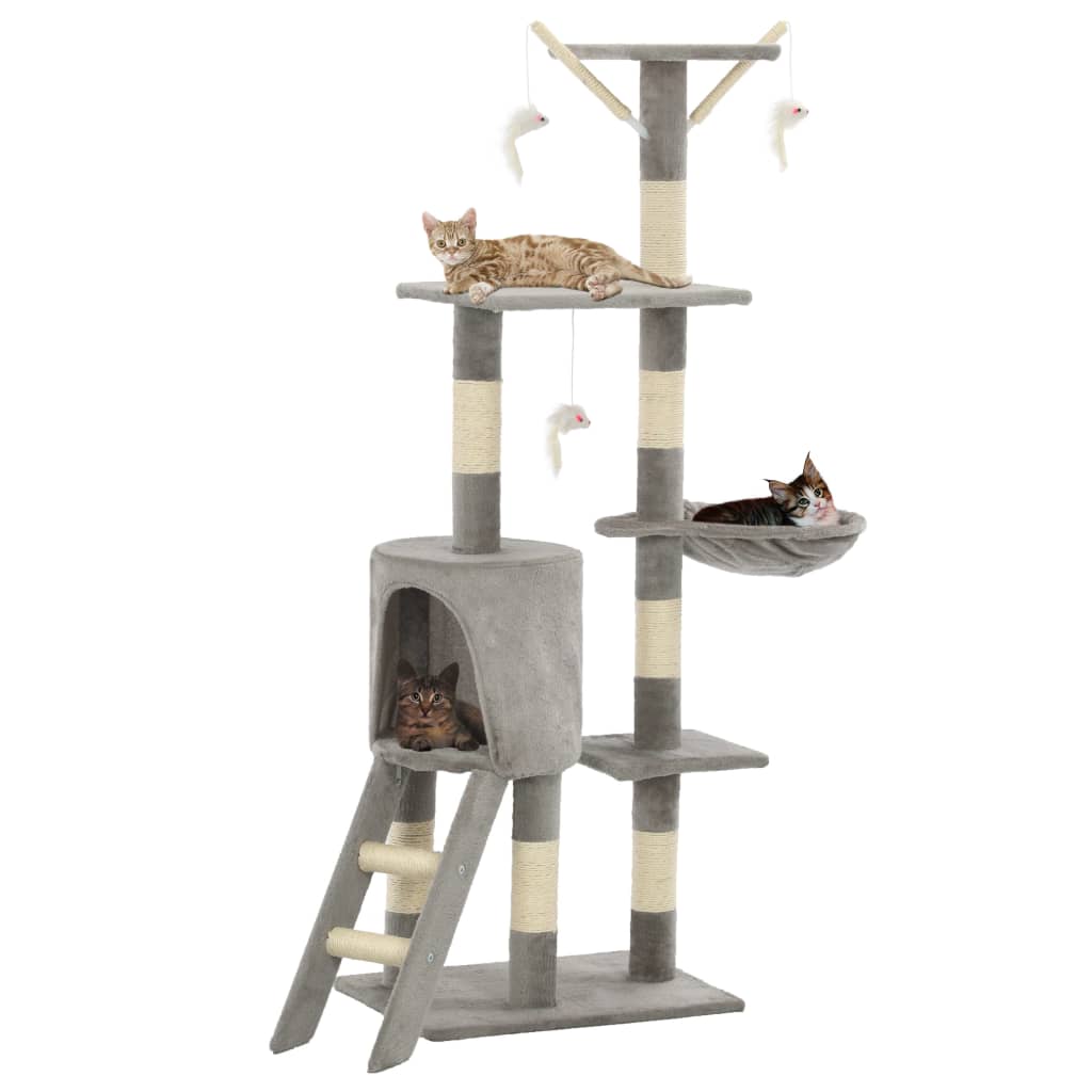 Cat Tree with Sisal Scratching Posts 138 cm Grey - Direct Imports