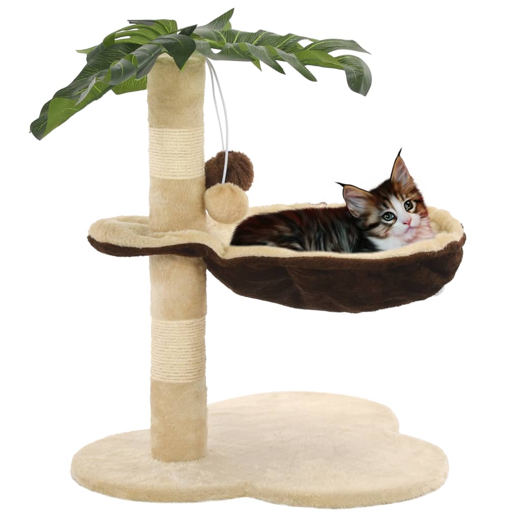Cat Tree with Sisal Scratching Post 50 cm Beige and Brown - Sid & Sam