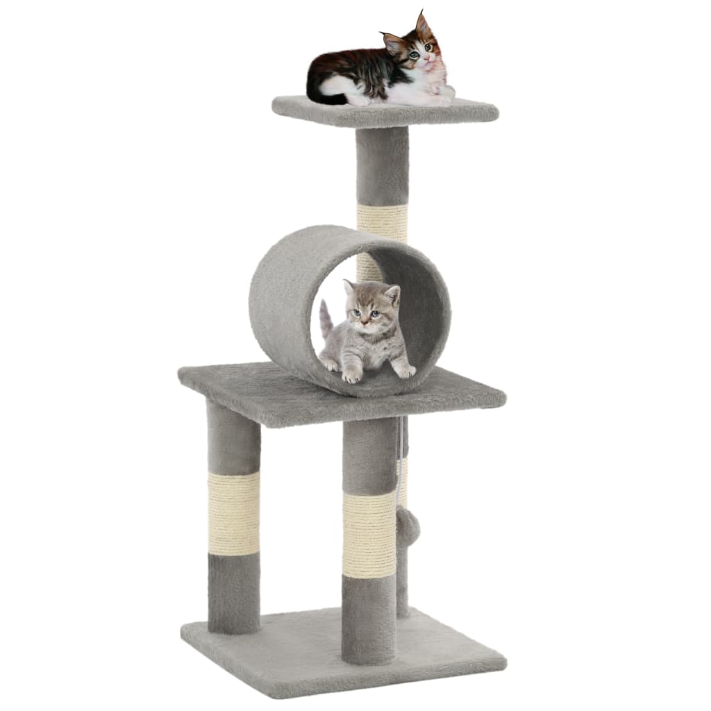 Cat Tree with Sisal Scratching Posts 65 cm Grey - Decor Base