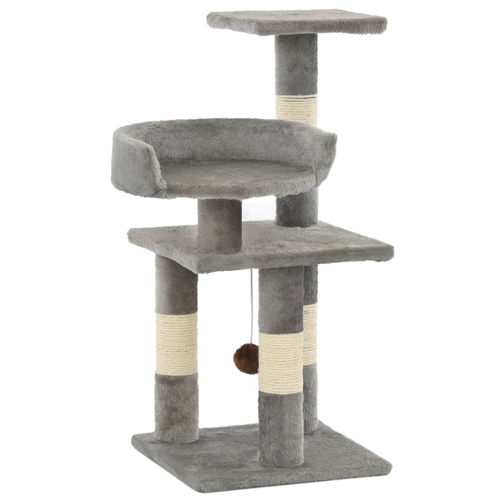 Cat Tree with Sisal Scratching Posts 65 cm Grey - Merlin Deals