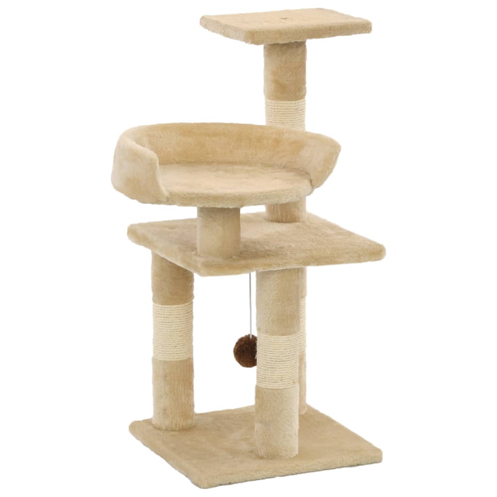 Cat Tree with Sisal Scratching Posts 65 cm Beige - All Things Good