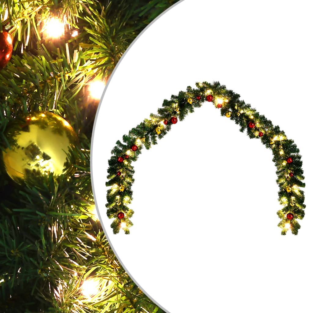 Geile Christmas Garland Decorated with Baubles and LED Lights 5 m - Sid & Sam