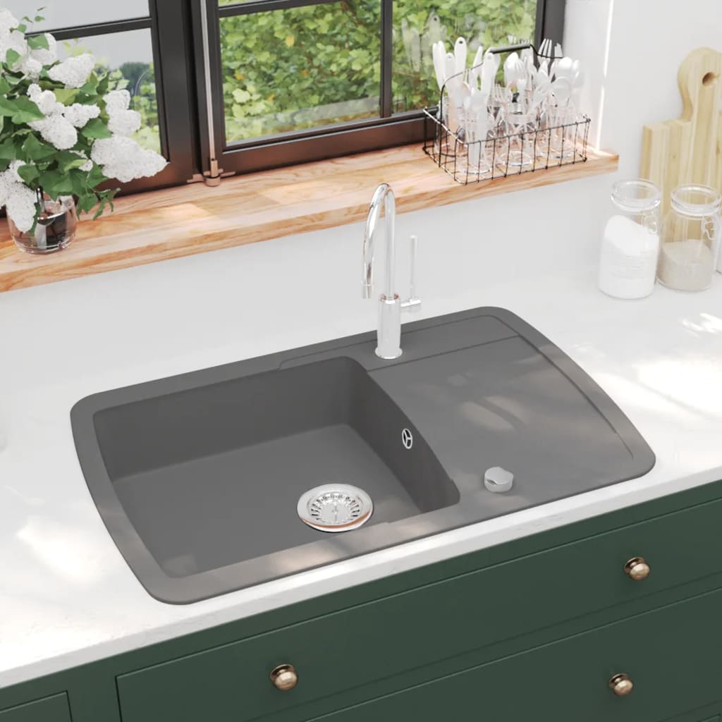 Granite Kitchen Sink Single Basin Grey - Tyrell & Tyrell