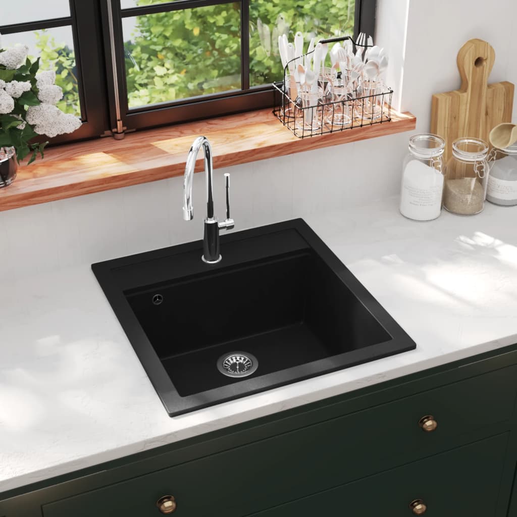 Granite Kitchen Sink Single Basin Black - All Things Good