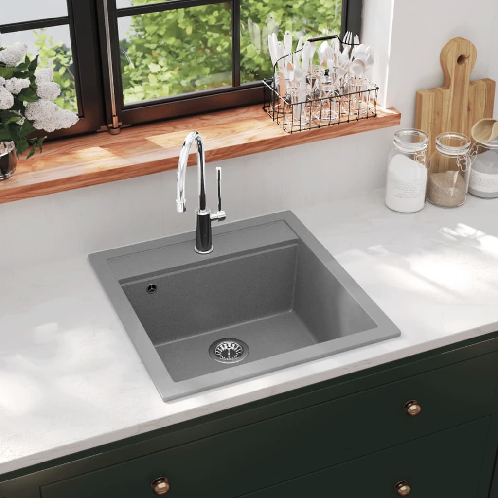 Granite Kitchen Sink Single Basin Grey - Style and Chic