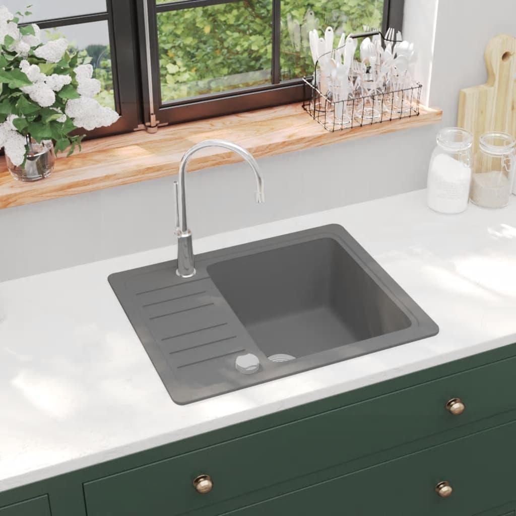 Granite Kitchen Sink Single Basin Grey - The Home Maker
