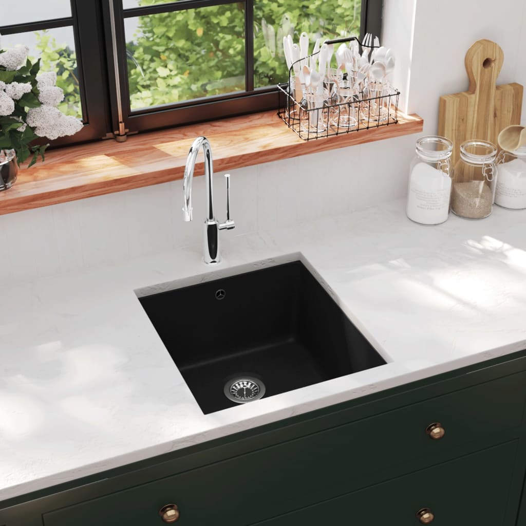 Granite Kitchen Sink Single Basin Black - Millennium Furniture