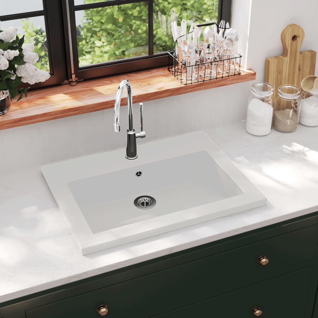 Granite Basin 600x450x120 mm White - Brittle & Co