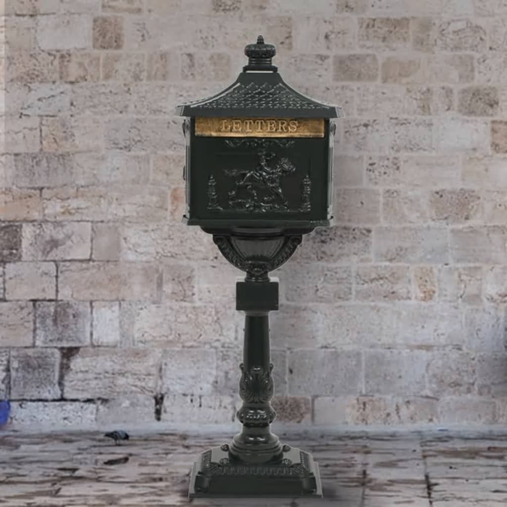 Pedestal Letterbox Aluminium Vintage Style Rustproof Green - The Home Maker