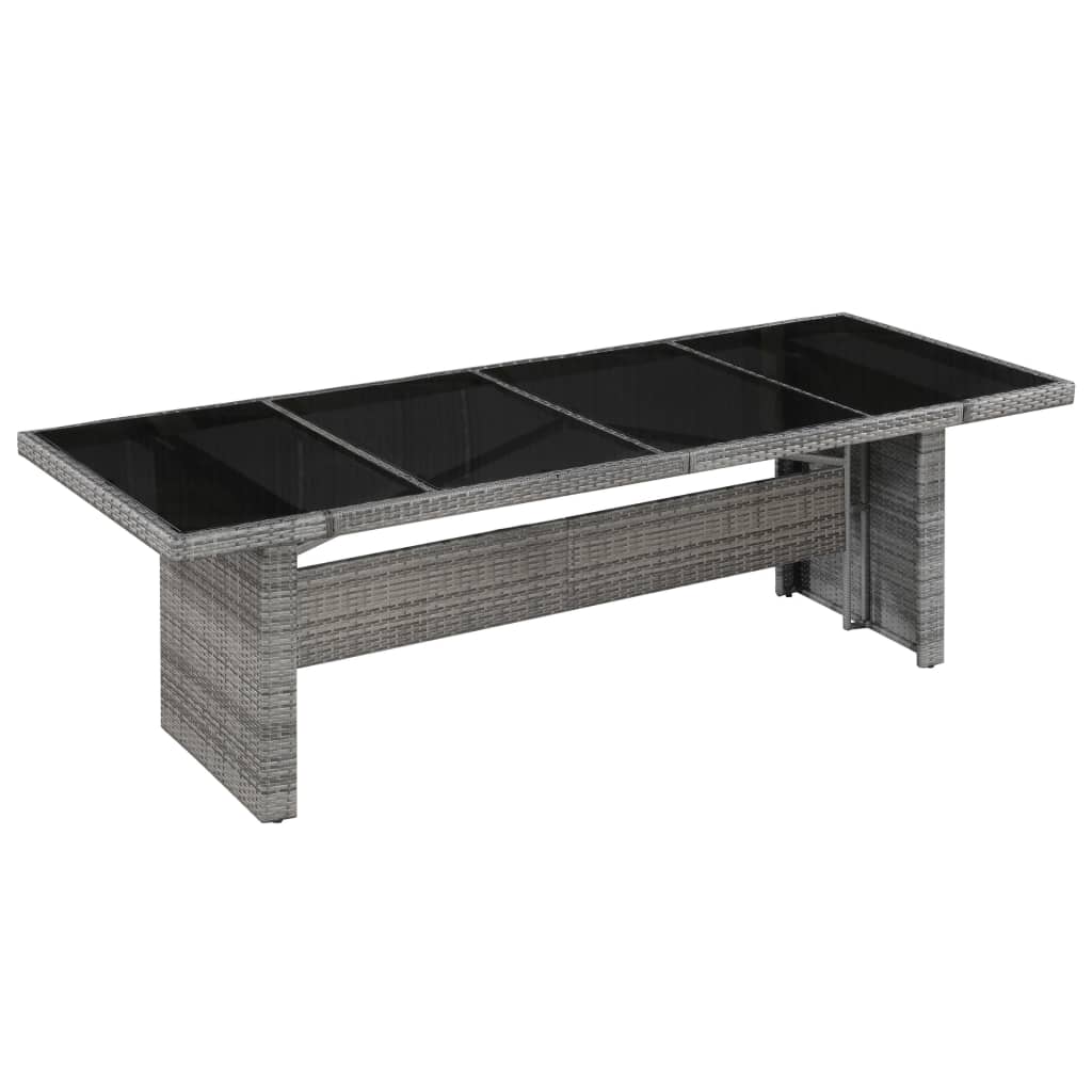 Garden Table 240x90x74 cm Poly Rattan and Glass - Unbeatable Bargains