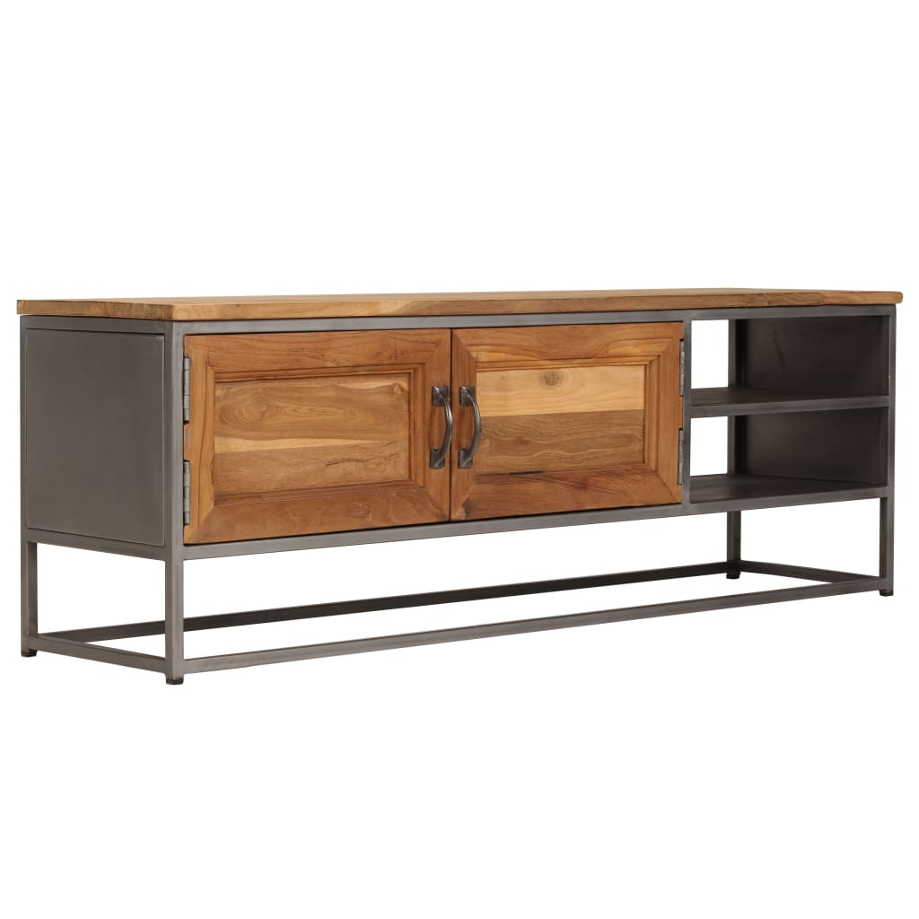 TV Cabinet Recycled Teak and Steel 120x30x40 cm - Millennium Furniture