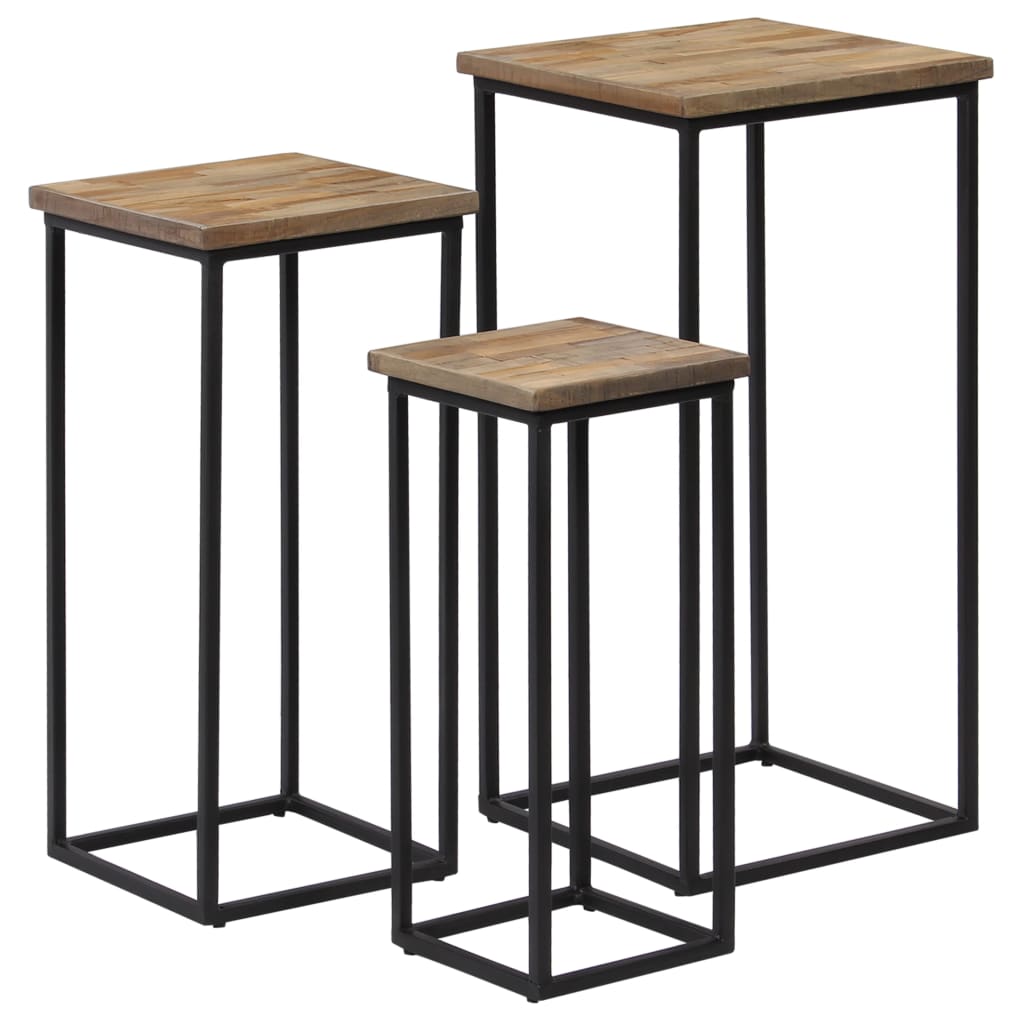 3 Piece Plant Table Set Reclaimed Teak - Design Hut