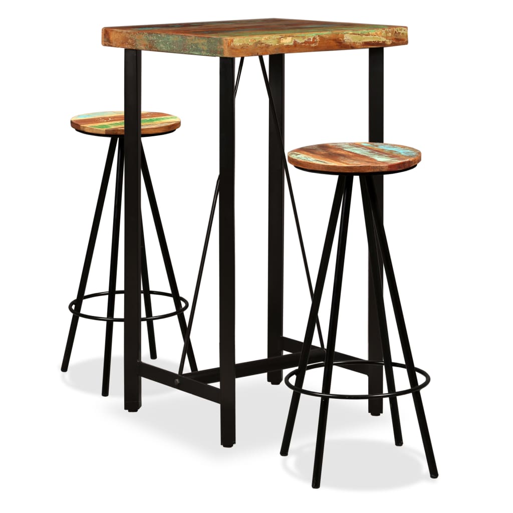 Bar Set 3 Pieces Solid Reclaimed Wood - Brittle & Co