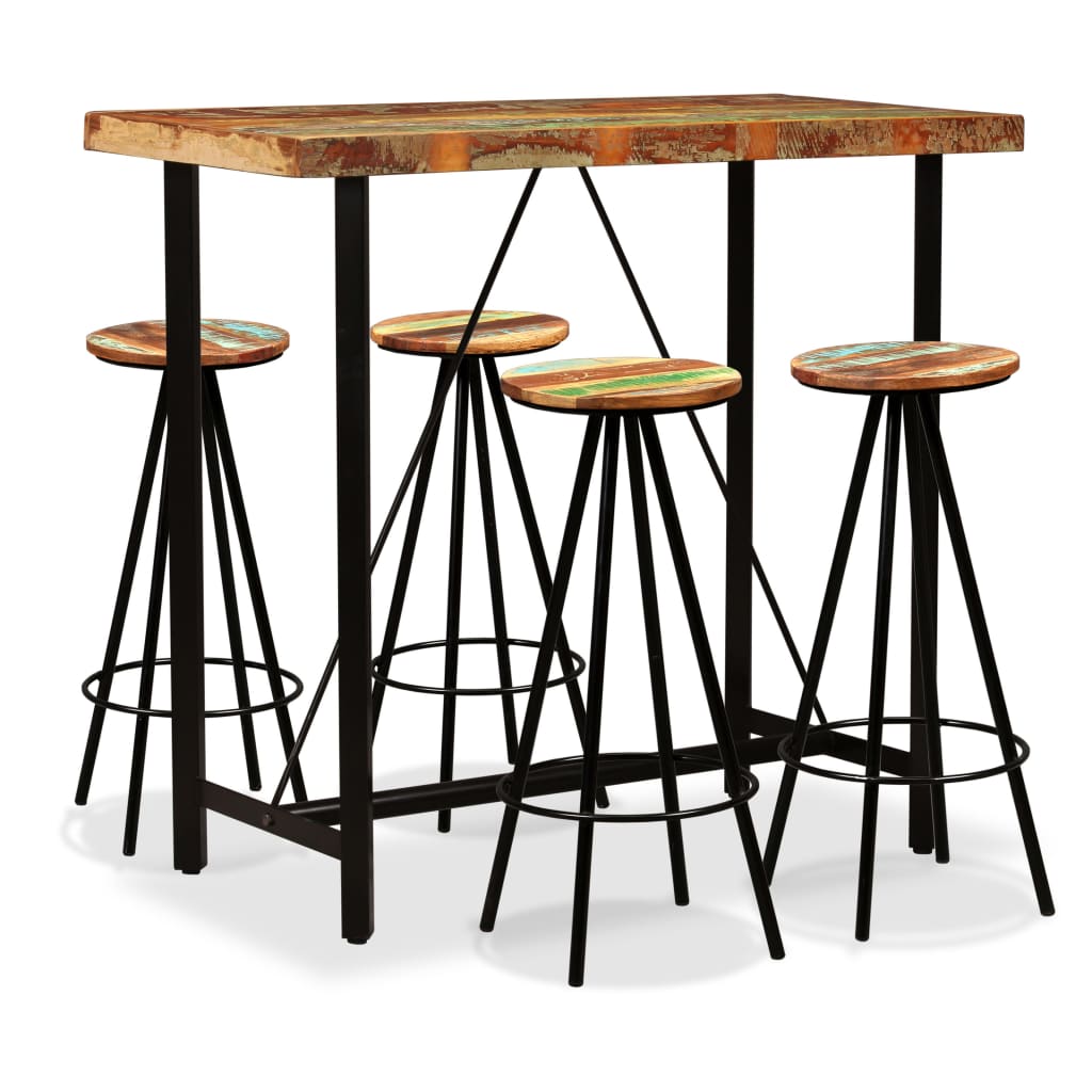 Bar Set 5 Pieces Solid Reclaimed Wood - Merkel Designers