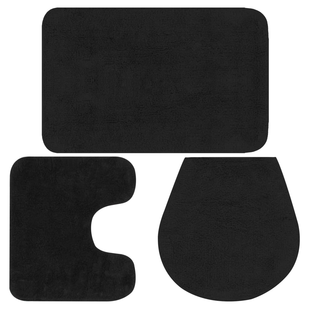 Bathroom Mat Set 3 Pieces Fabric Anthracite - Casper Homes