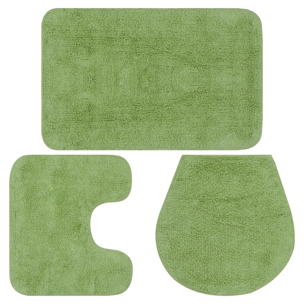 Bathroom Mat Set 3 Pieces Fabric Green - Sid & Sam
