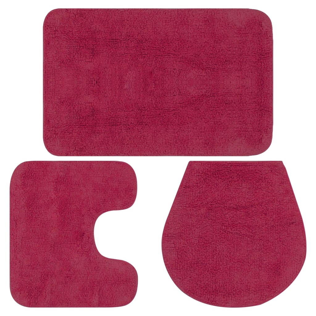 Bathroom Mat Set 3 Pieces Fabric Fuchsia - Brittle & Co
