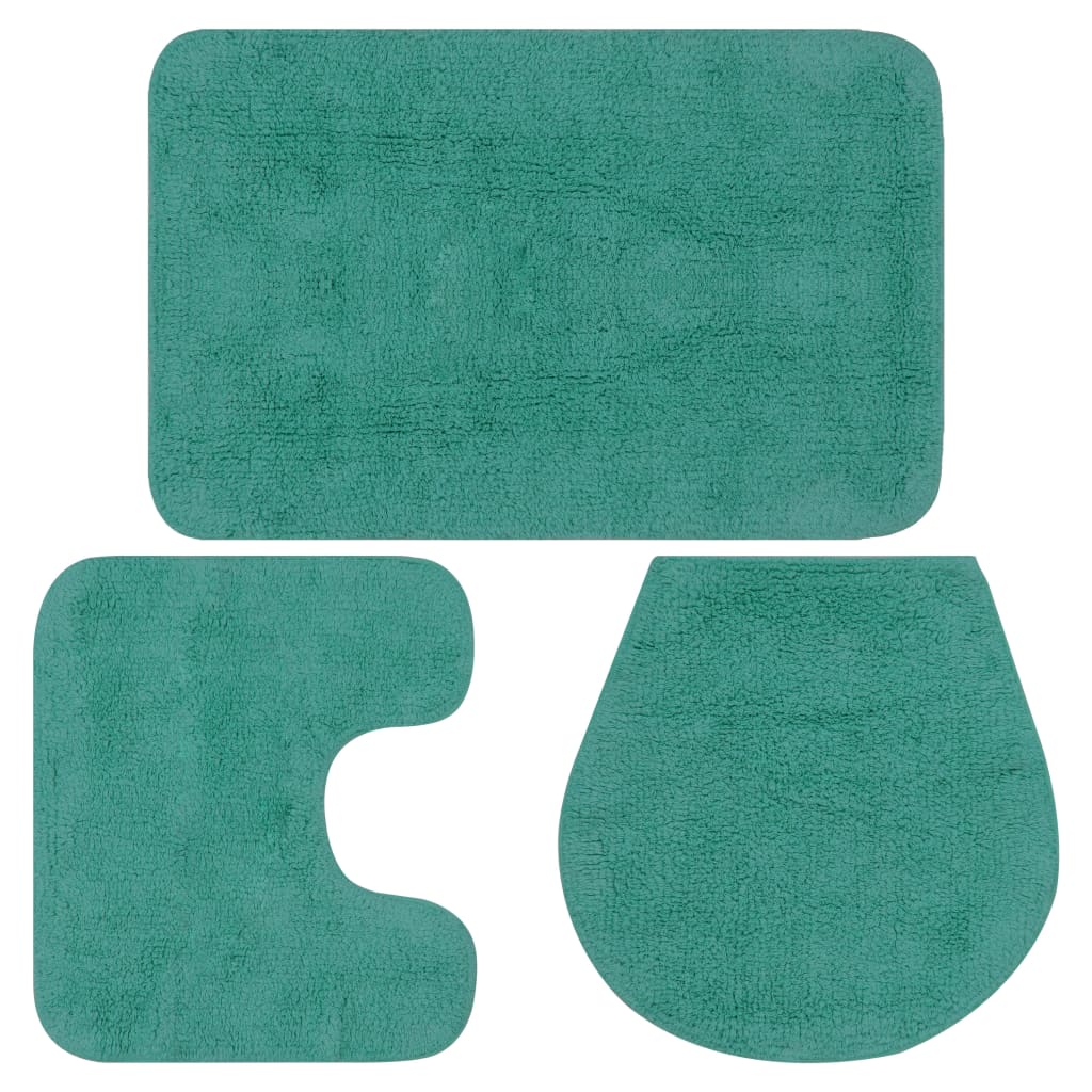Bathroom Mat Set 3 Pieces Fabric Turquoise - Casper Homes