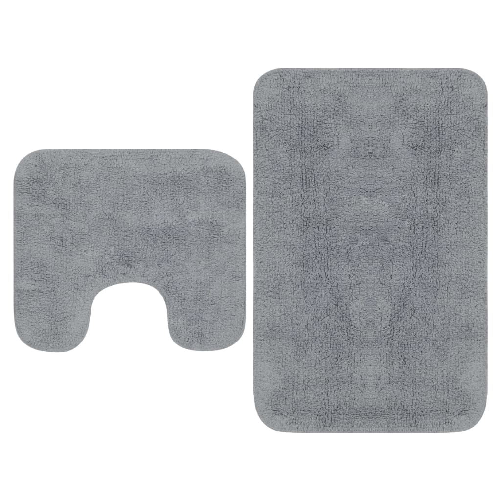 Bathroom Mat Set 2 Pieces Fabric Grey - Decor Base