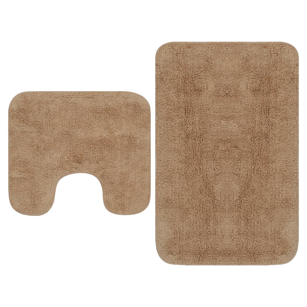 Bathroom Mat Set 2 Pieces Fabric Beige - Sid & Sam
