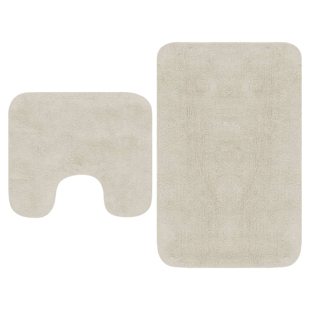 Bathroom Mat Set 2 Pieces Fabric White - Decor Base