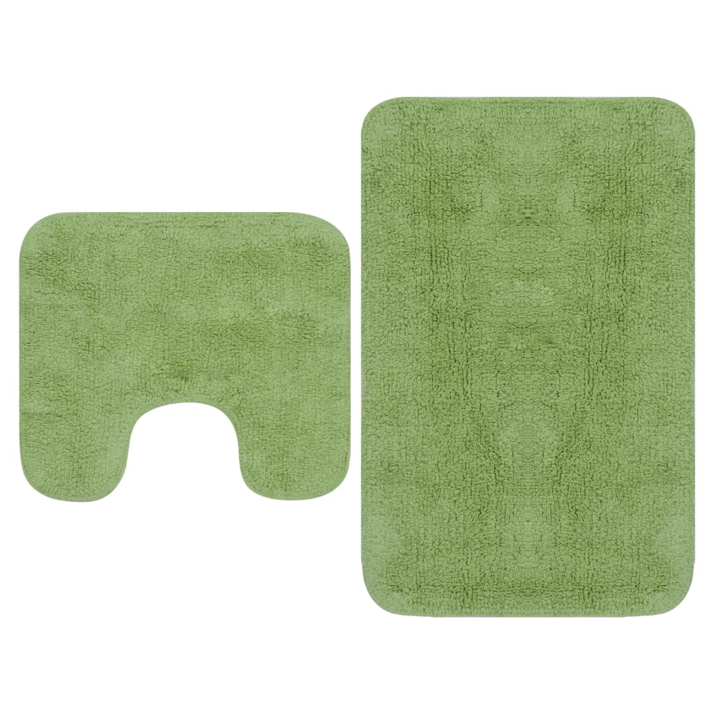 Bathroom Mat Set 2 Pieces Fabric Green - Unbeatable Bargains