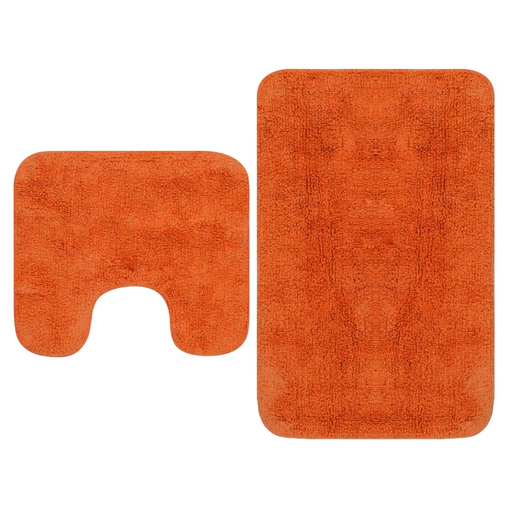 Bathroom Mat Set 2 Pieces Fabric Orange - Design Hut