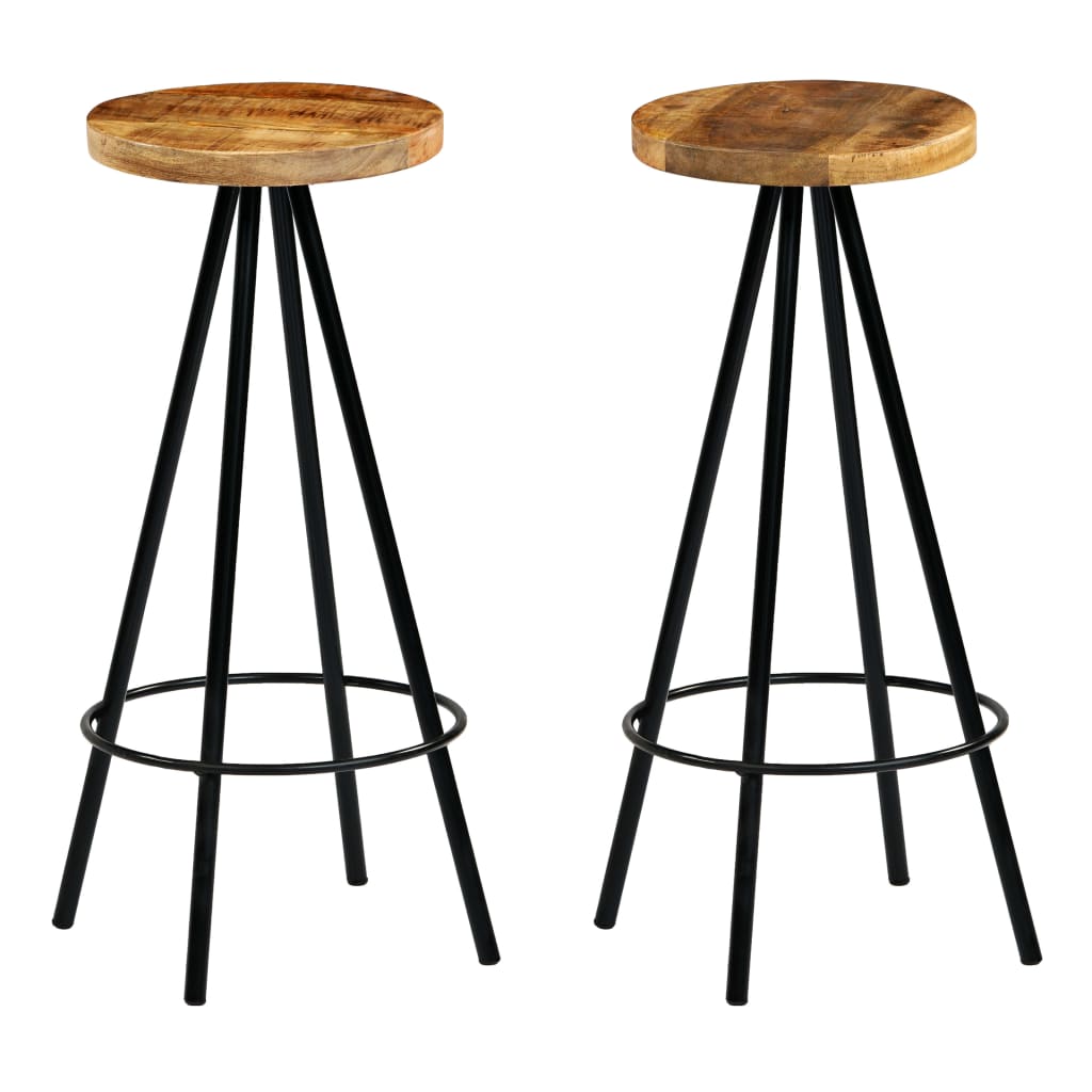 Bar Chairs 2 Pieces Solid Mango Wood - Millennium Furniture