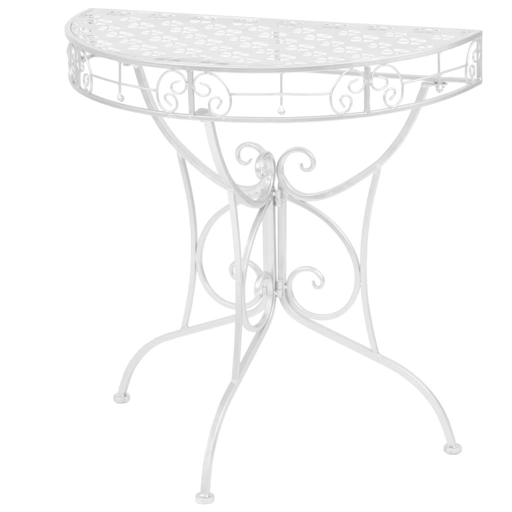 Side Table Vintage Style Half Round Metal 72x36x74 cm Silver - Merkel Designers