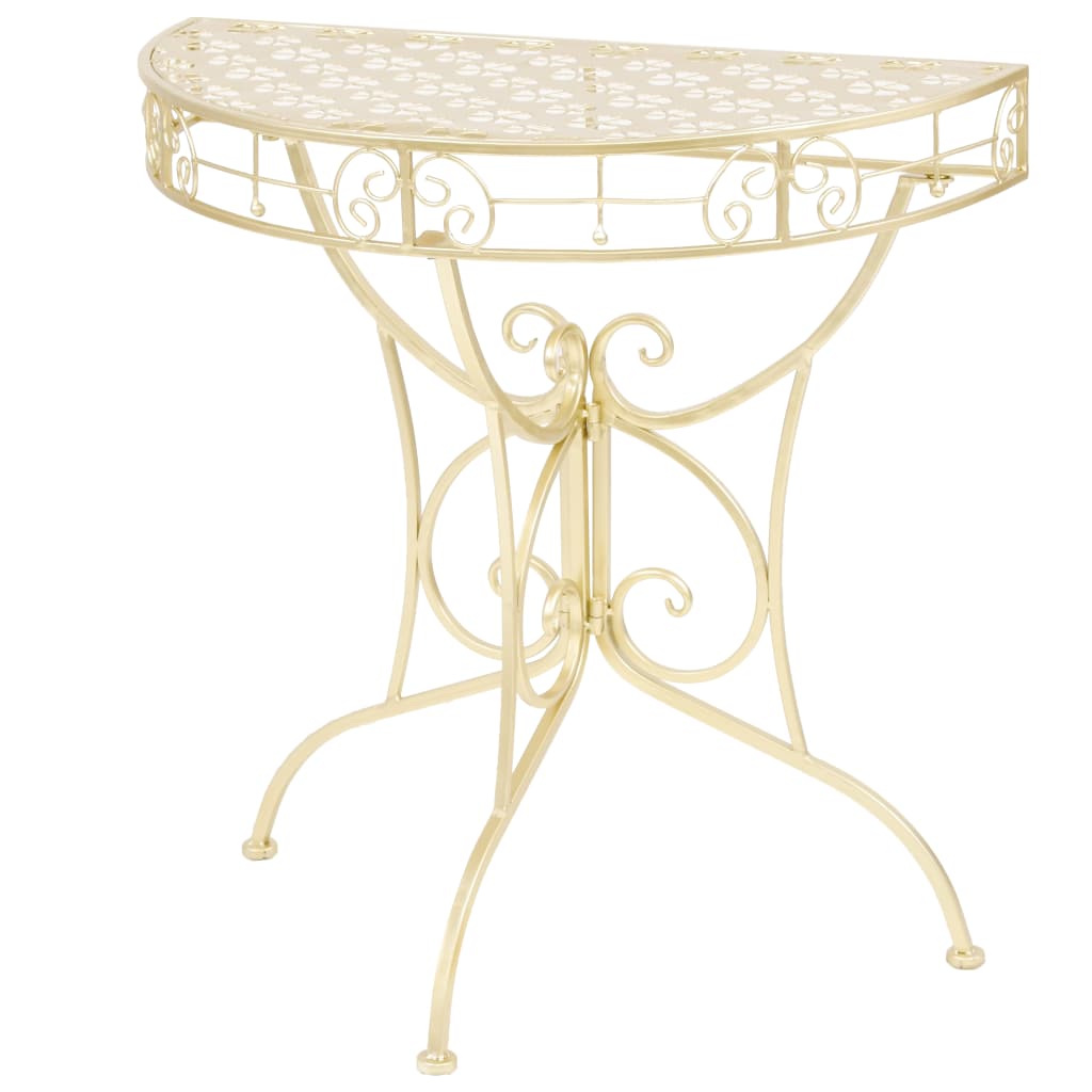 Side Table Vintage Style Half Round Metal 72x36x74 cm Gold - Design Hut