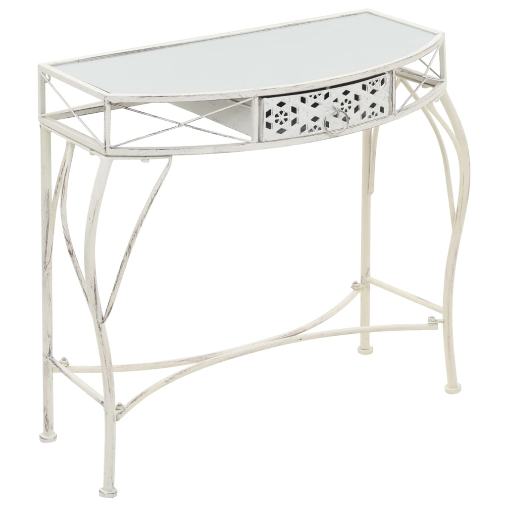Side Table French Style Metal 82x39x76 cm White - Tyrell & Tyrell