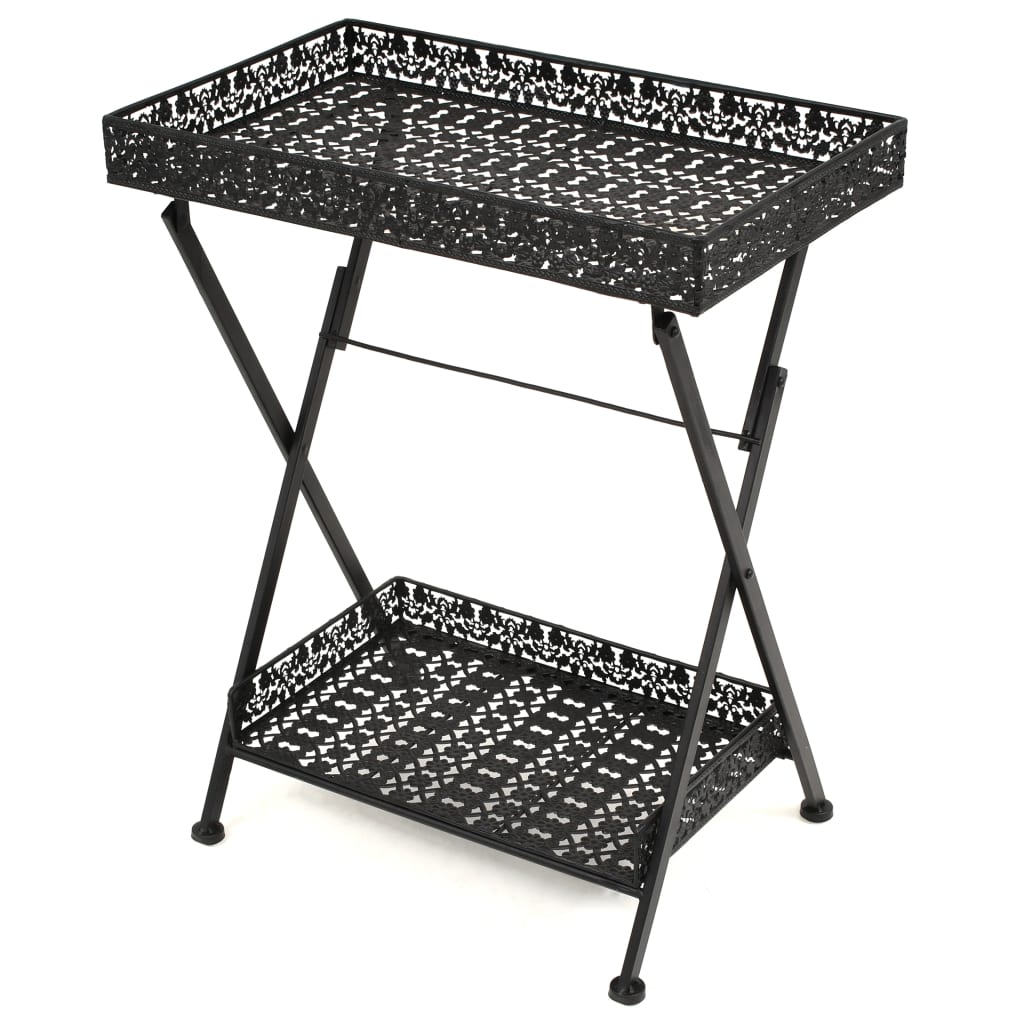 Folding Tea Table Vintage Style Metal 58x35x72 cm Black - Sid & Sam