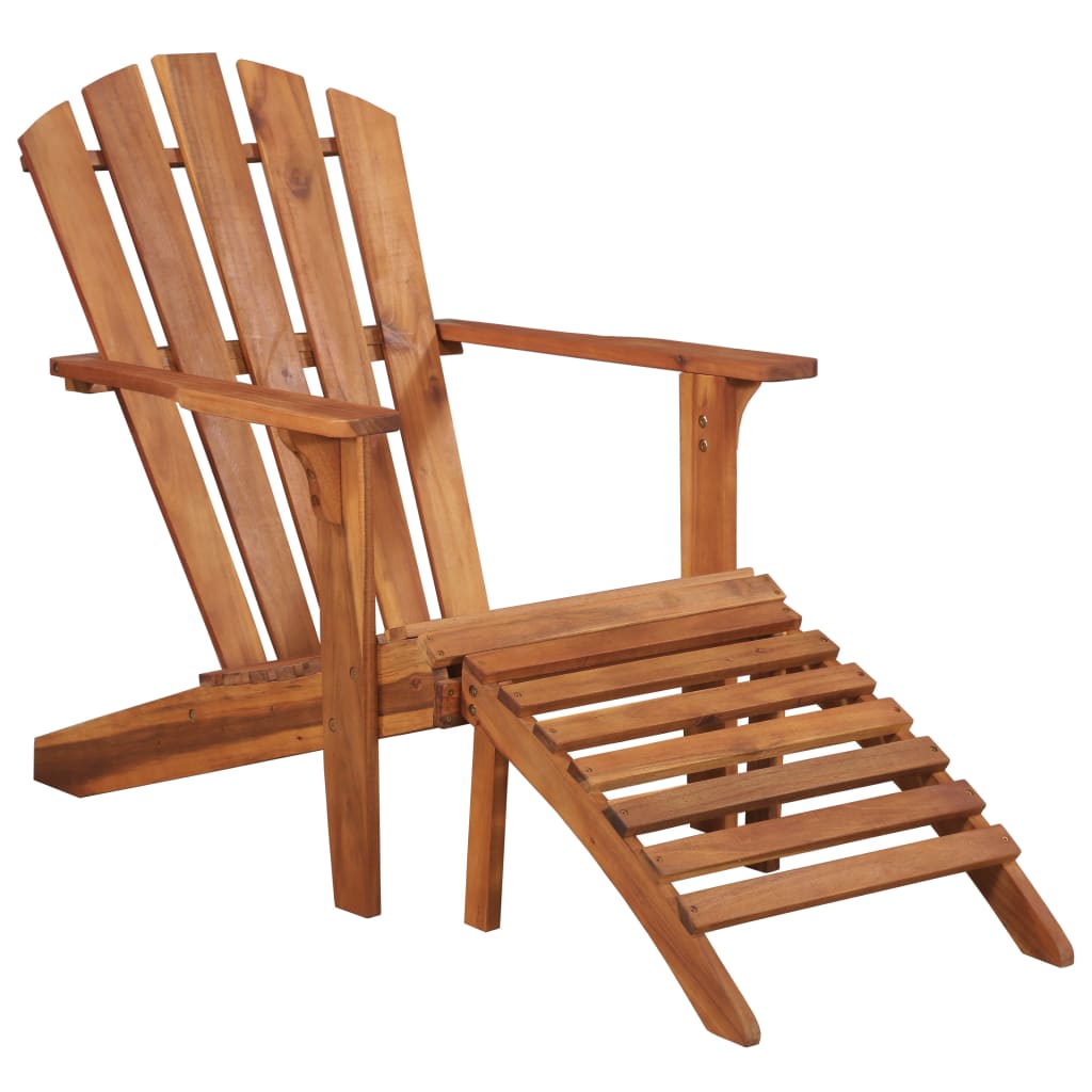 Garden Adirondack Chair with Footrest Solid Acacia Wood - Discount Dealers