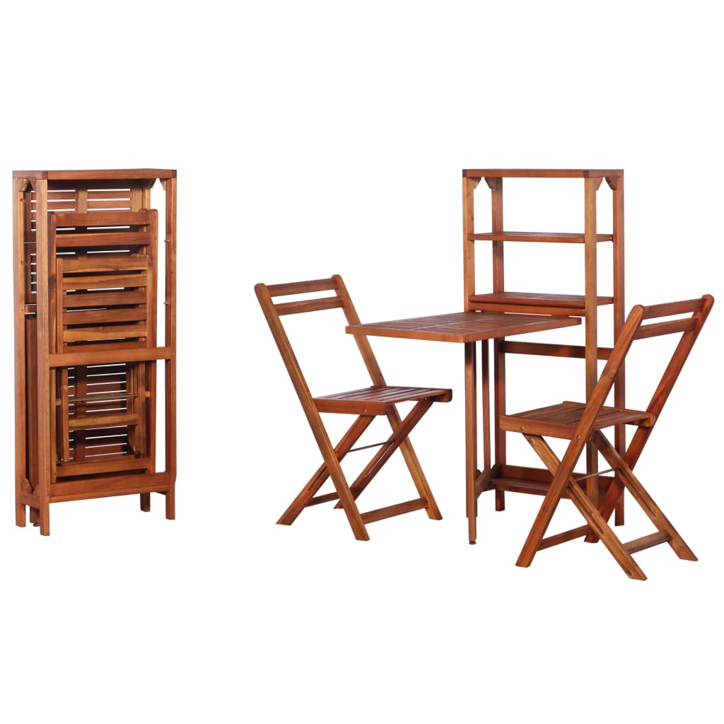 3 Piece Folding Bistro Set Solid Acacia Wood - Millennium Furniture