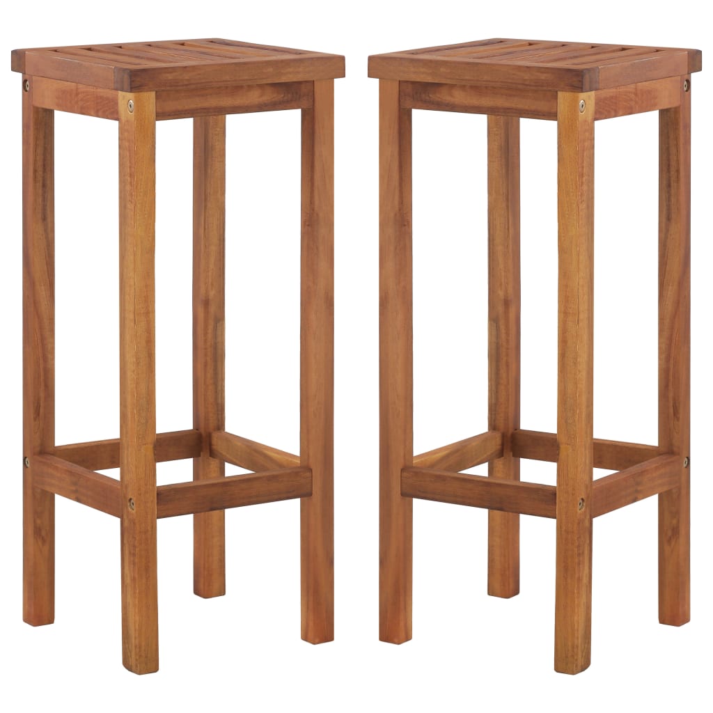 Bar Chairs 2 pcs Solid Acacia Wood - Merlin Deals