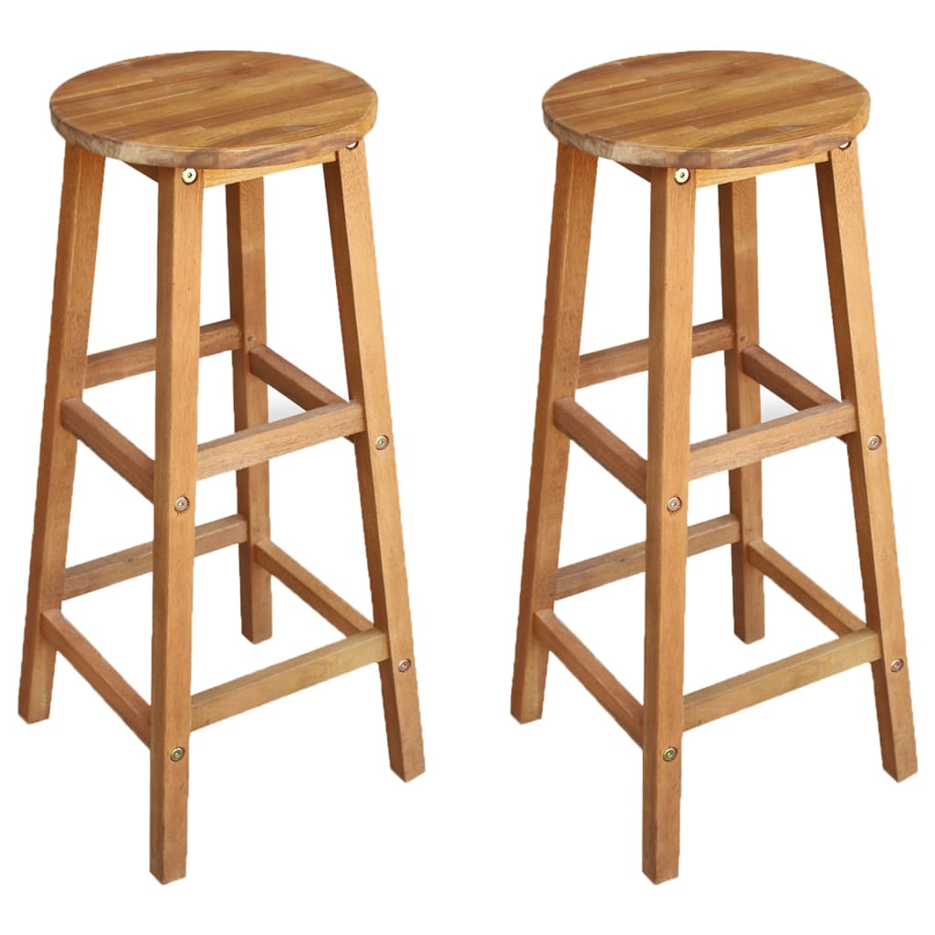 Bar Chairs 2 pcs Solid Acacia Wood - Design Hut