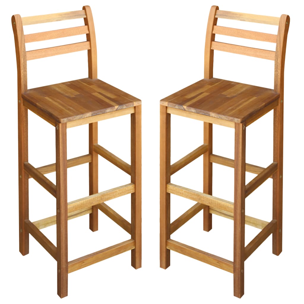 Bar Chairs 2 pcs Solid Acacia Wood - Sid & Sam
