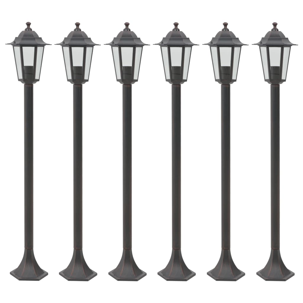 Garden Post Lights 6 pcs E27 110 cm Aluminium Bronze - Design Hut