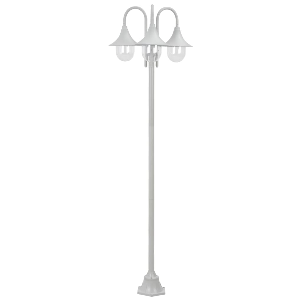 Garden Post Light E27 220 cm Aluminium 3-Lantern White - Millennium Furniture