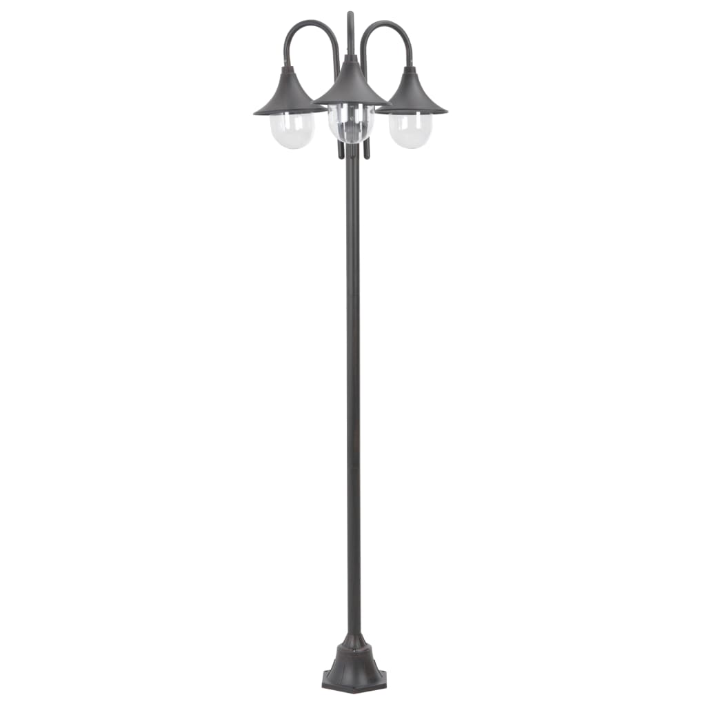 Garden Post Light E27 220 cm Aluminium 3-Lantern Bronze - Casper Homes