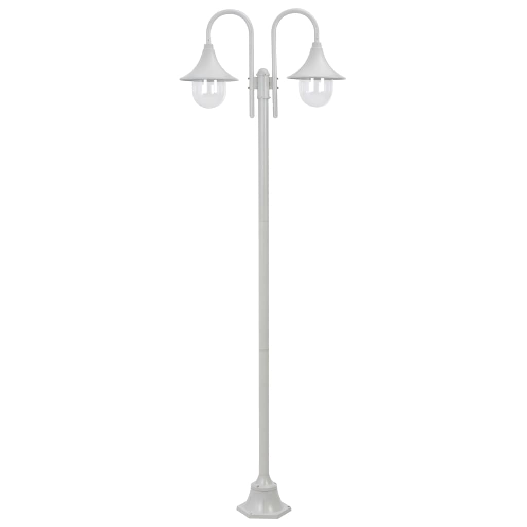 Garden Post Light E27 220 cm Aluminium 2-Lantern White - Sid & Sam