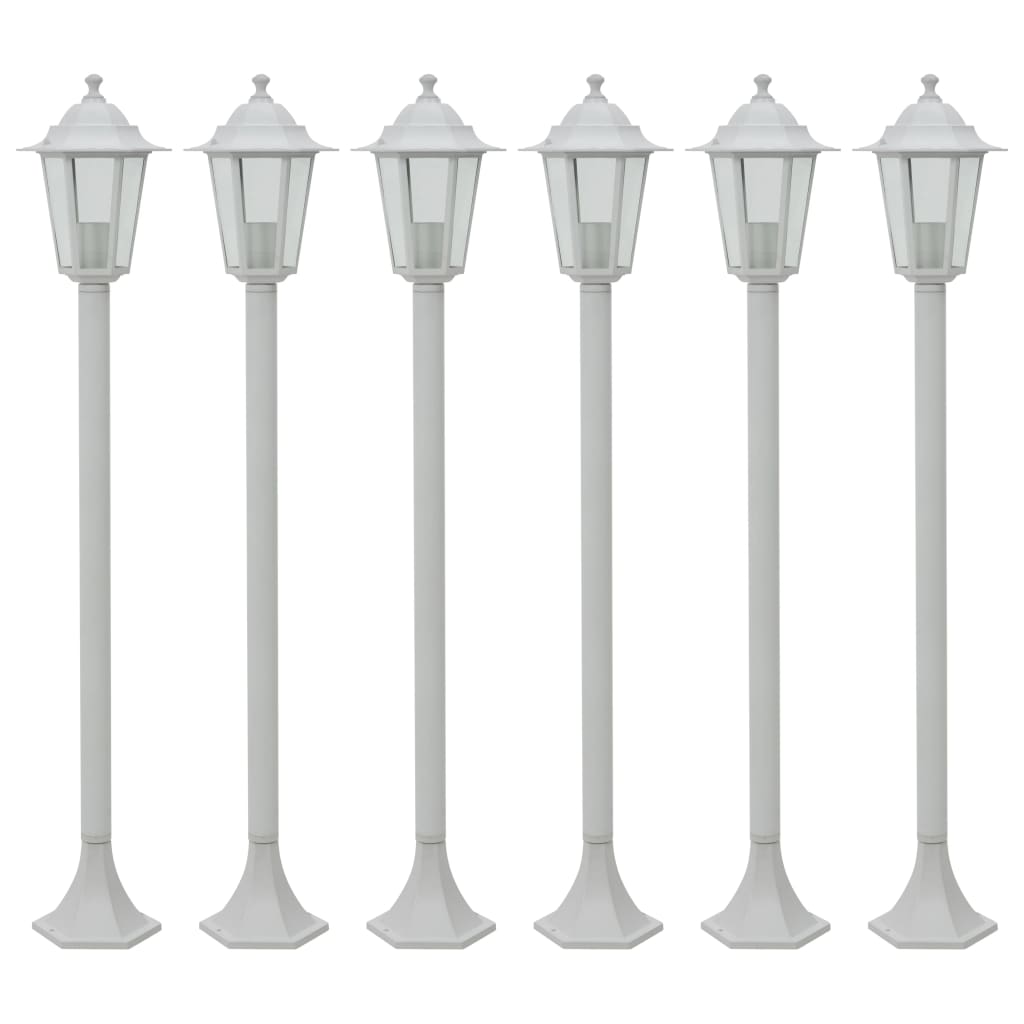Garden Post Lights 6 pcs E27 110 cm Aluminium White - Unbeatable Bargains
