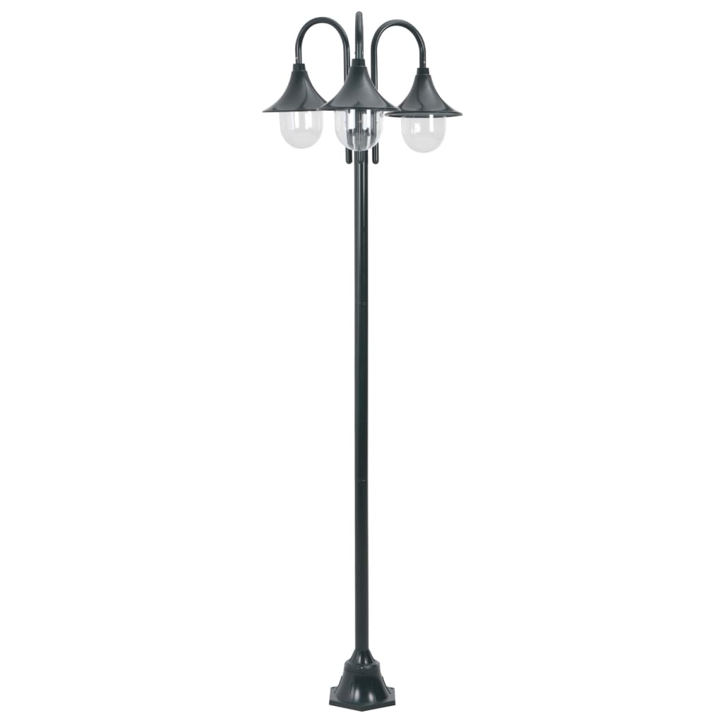 Garden Post Light E27 220 cm Aluminium 3-Lantern Dark Green - Tyrell & Tyrell