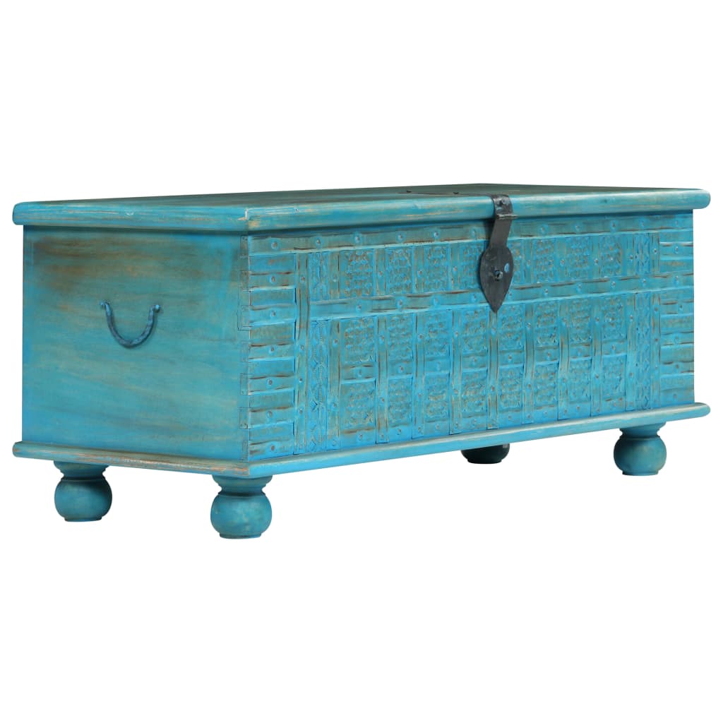 Storage Chest Solid Mango Wood Blue 100x40x41 cm - Sid & Sam