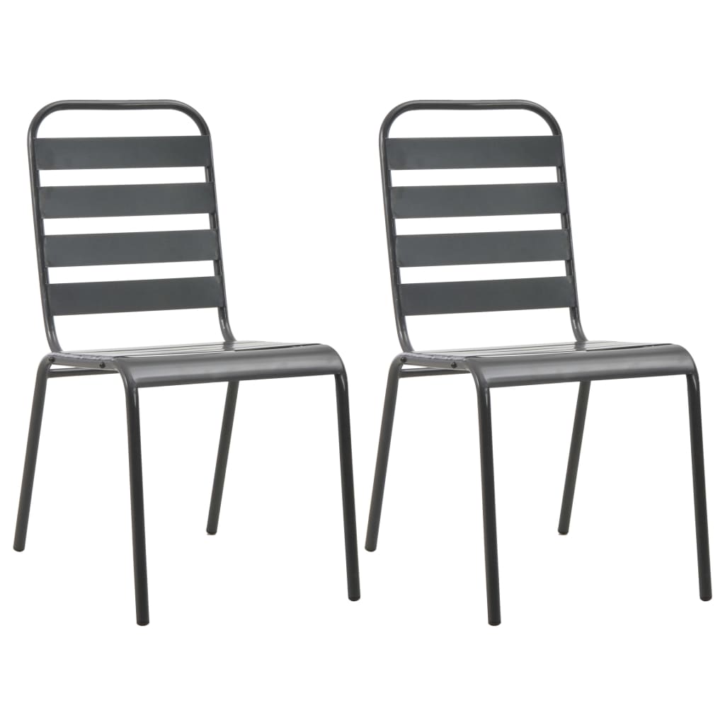 Stackable Outdoor Chairs 2 pcs Steel Grey - Sid & Sam