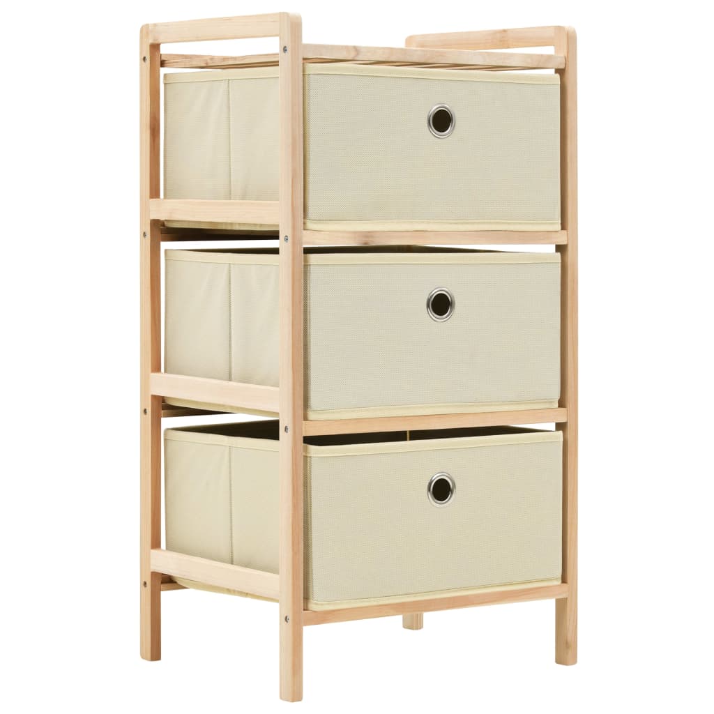 Storage Rack with 3 Nonwoven Baskets Cedar Wood Beige - Decor Base