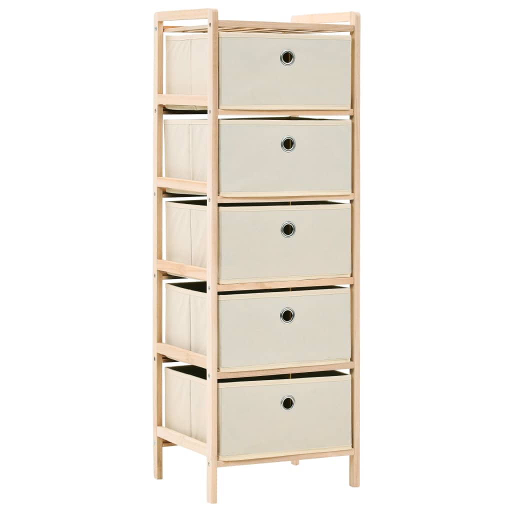 Storage Rack with 5 Fabric Baskets Cedar Wood Beige - Charlotte Dunes